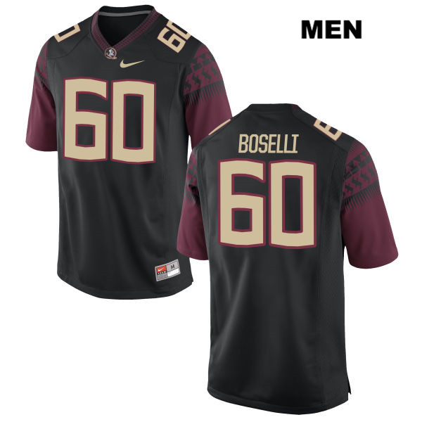 Men's NCAA Nike Florida State Seminoles #60 Andrew Boselli College Black Stitched Authentic Football Jersey ZFQ1069OH